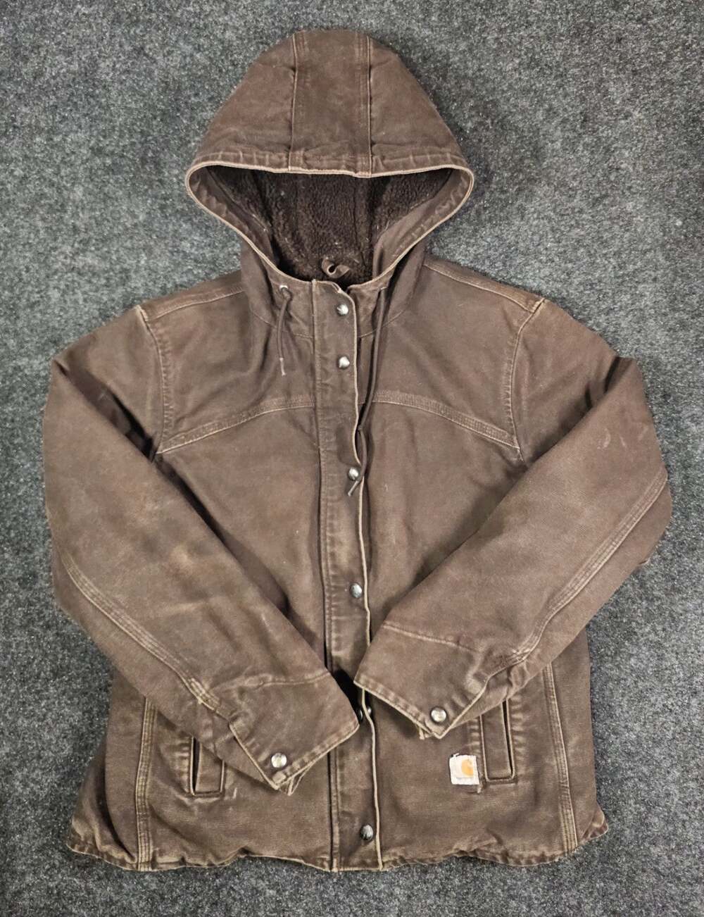 Carhartt Sandstone Berkley Sherpa Lined Work Jacket Womens Small 4/6 Brown